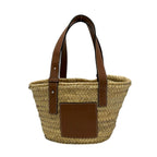 Loewe Tote Basket Beige Dark Brown Leather