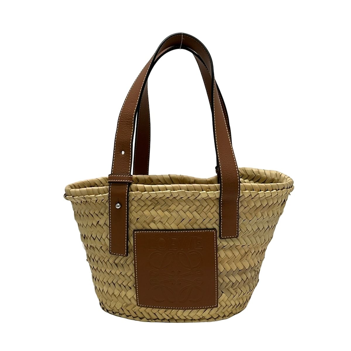 Loewe Tote Basket Beige Dark Brown Leather