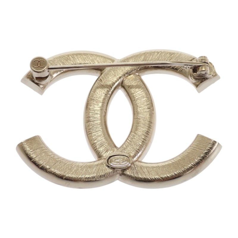 Chanel CC Logo Brooch Metal Crystal Gold Black — view 3
