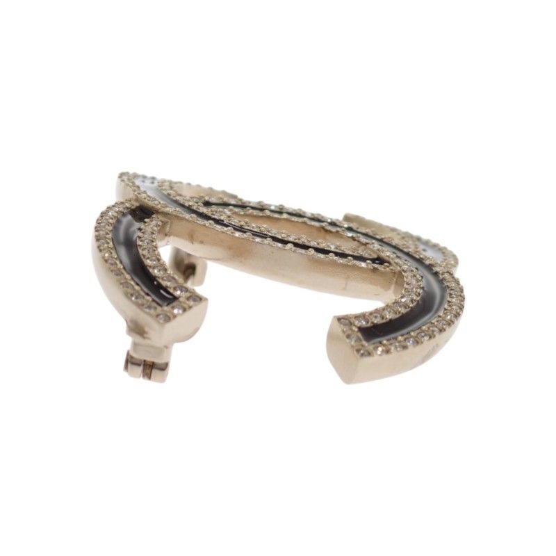 Chanel CC Logo Brooch Metal Crystal Gold Black — view 5