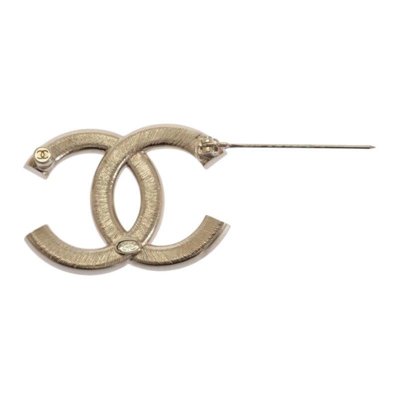Chanel CC Logo Brooch Metal Crystal Gold Black — view 7