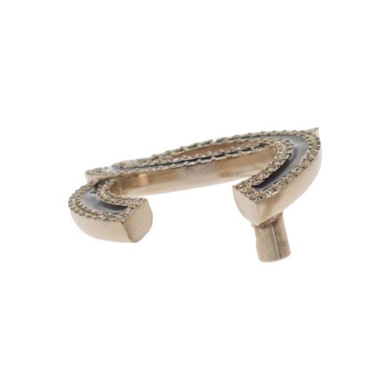 Chanel CC Logo Brooch Metal Crystal Gold Black — view 4