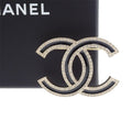 Chanel CC Logo Brooch Metal Crystal Gold Black