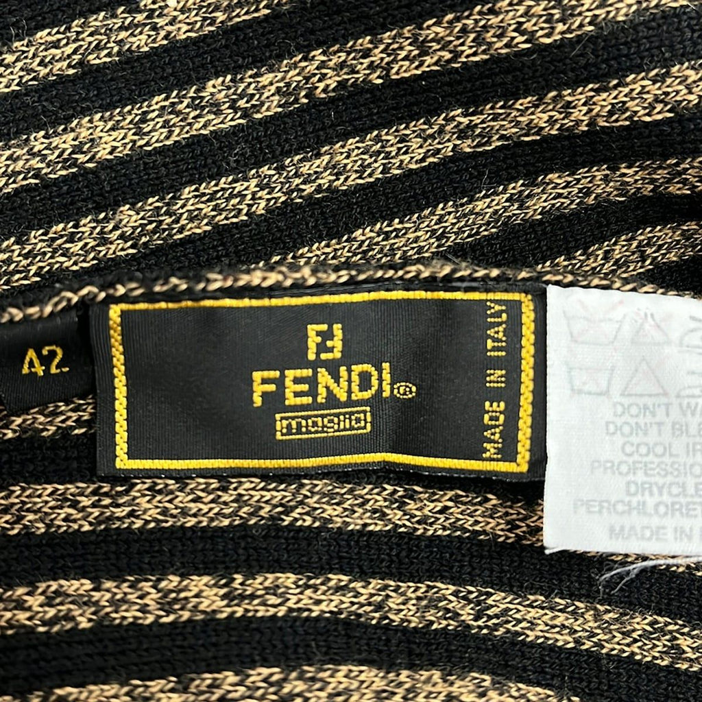 Fendi Scarf Dark Brown Black Pecan Zucca Pattern Wool — view 2