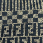 Fendi Scarf Dark Brown Black Pecan Zucca Pattern Wool — view 4