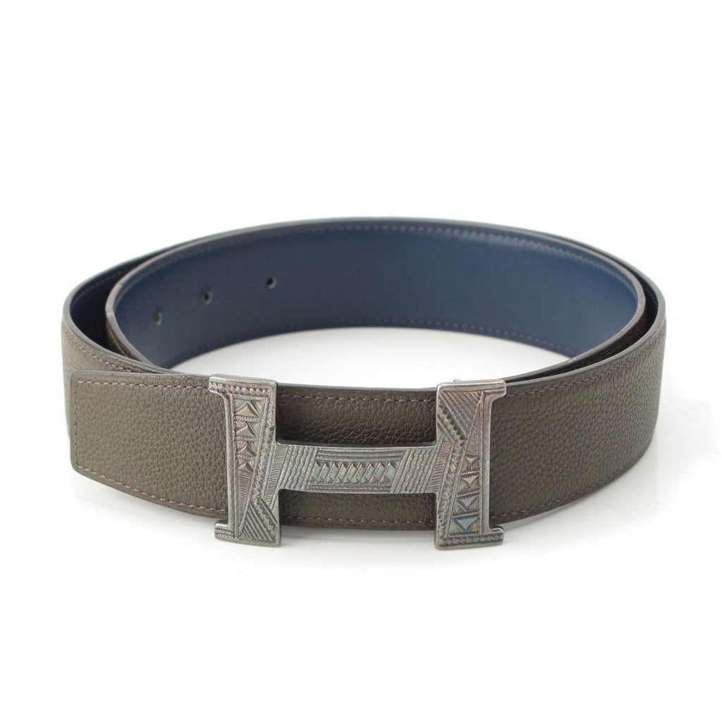 Hermes Constance Touareg Reversible H Belt Navy Gray 85