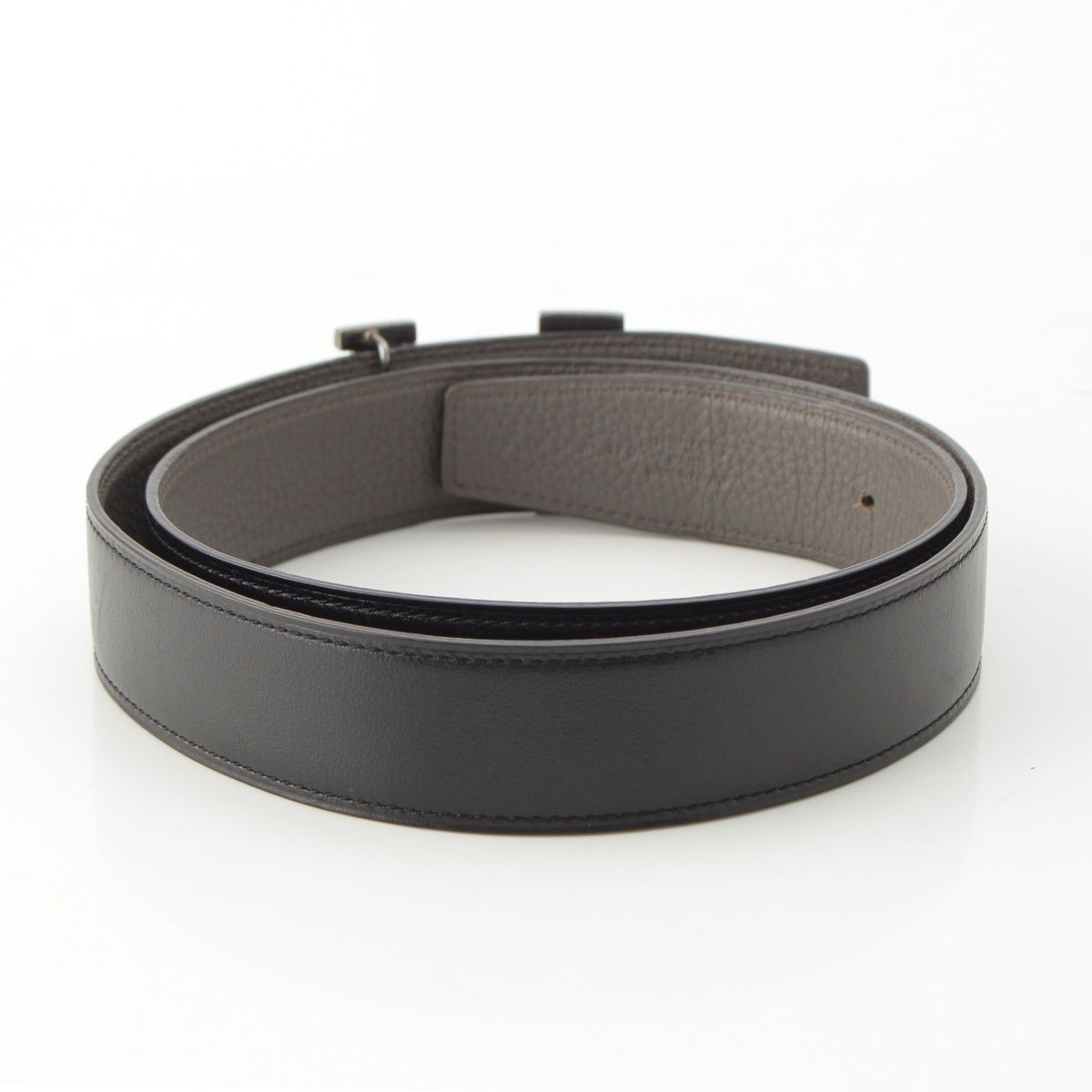 Hermes Constance Touareg Reversible H Belt Black Gray 85 — view 2