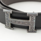 Hermes Constance Touareg Reversible H Belt Black Gray 85 — view 3