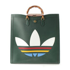 Gucci Adidas Diana Large Bamboo Tote Shoulder Bag Green