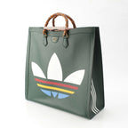 Gucci Adidas Diana Large Bamboo Tote Shoulder Bag Green — view 2