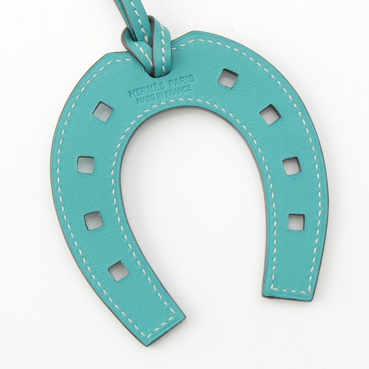 Hermes Swift Paddock Cheval Bag Charm Key Holder Blue Paon Keychain — view 5