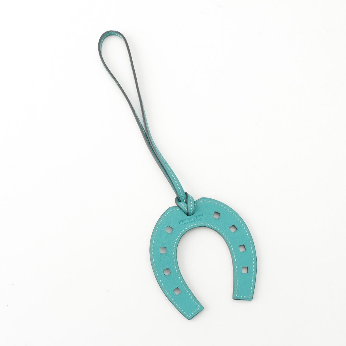 Hermes Swift Paddock Cheval Bag Charm Key Holder Blue Paon Keychain — view 2