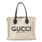 Gucci GG Supreme Canvas Logo Print Tote Ivory