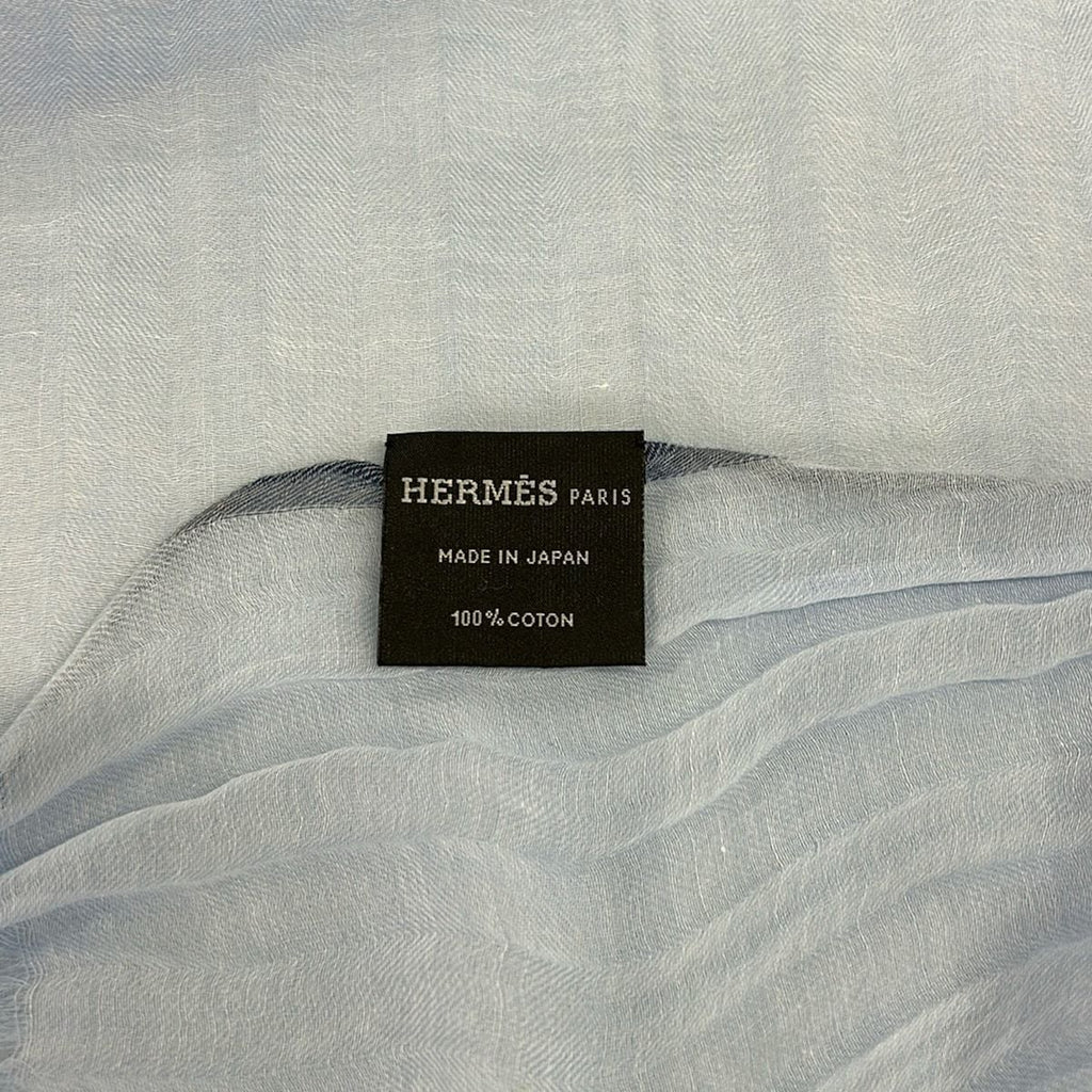 Hermes Shawl Light Blue Cotton Scarf — view 2
