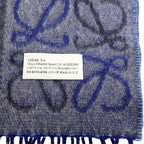 Loewe Checkerboard Scarf Anagram Fringe Wool Cashmere Blue — view 6