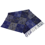 Loewe Checkerboard Scarf Anagram Fringe Wool Cashmere Blue — view 2
