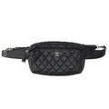 Chanel Quilted Silver Calfskin Leather Belt Bag