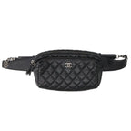 Chanel Quilted Silver Calfskin Leather Belt Bag