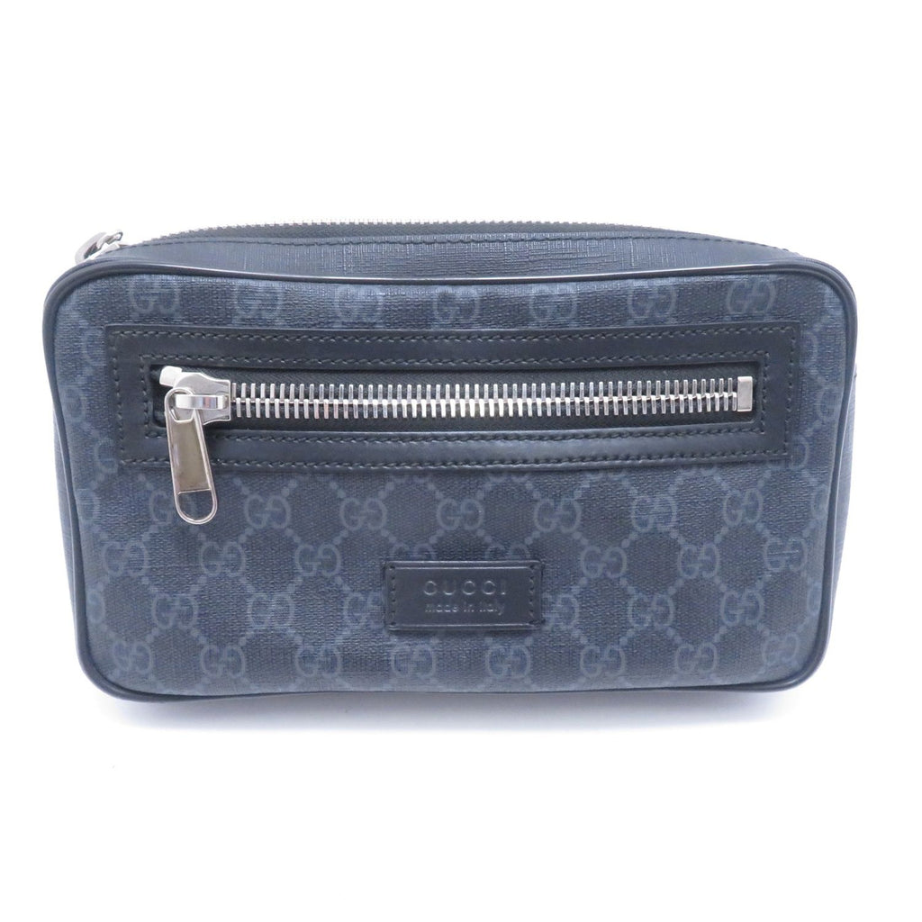 Gucci GG Supreme Waist Bag Black Leather Canvas