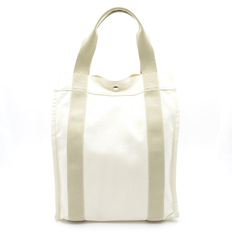 Hermes Sac de Plage Nomade PM Canvas Tote Beige White