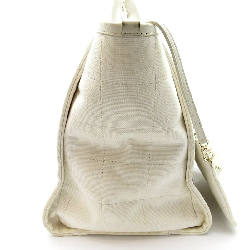 Chanel Deauville Line Tote GM Canvas Calfskin White — view 5