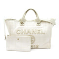 Chanel Deauville Line Tote GM Canvas Calfskin White
