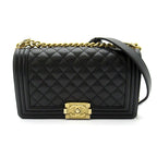 Chanel Boy Chain Shoulder Bag Caviar Leather Black
