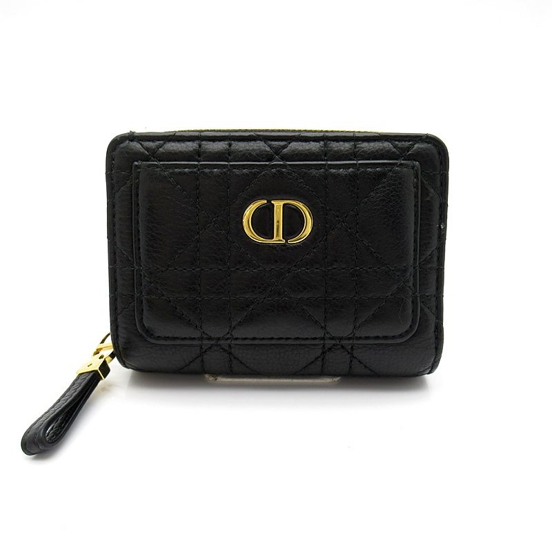 Dior Caro Acacia Wallet Cannage Calfskin Black