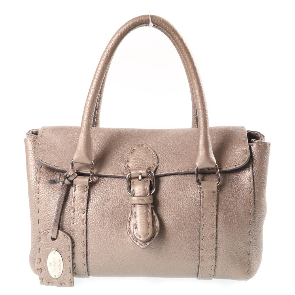 Fendi Selleria Mini Linda Leather Handbag Beige