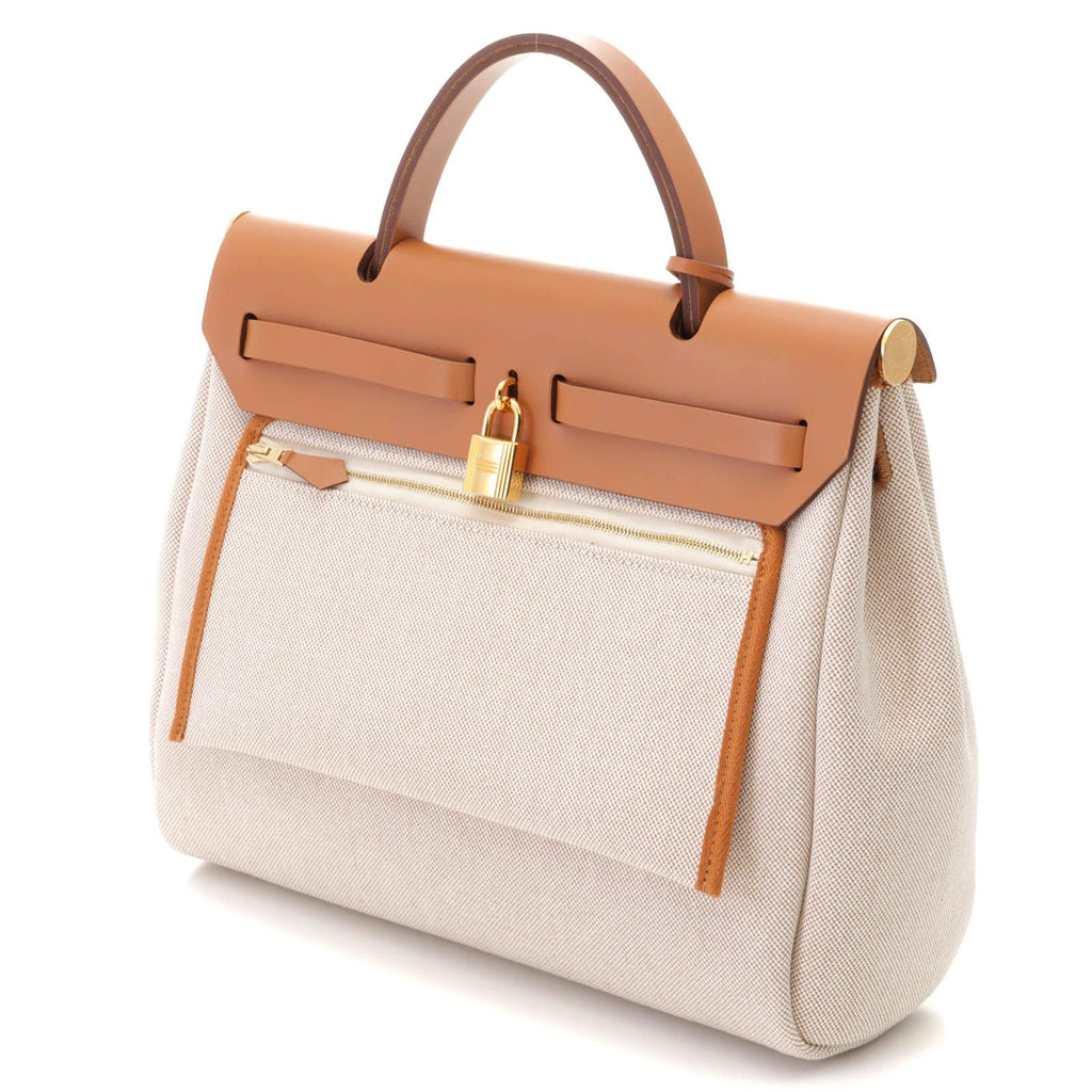 Hermes Herbag Zip PM Natural Handbag Canvas Gold — view 2