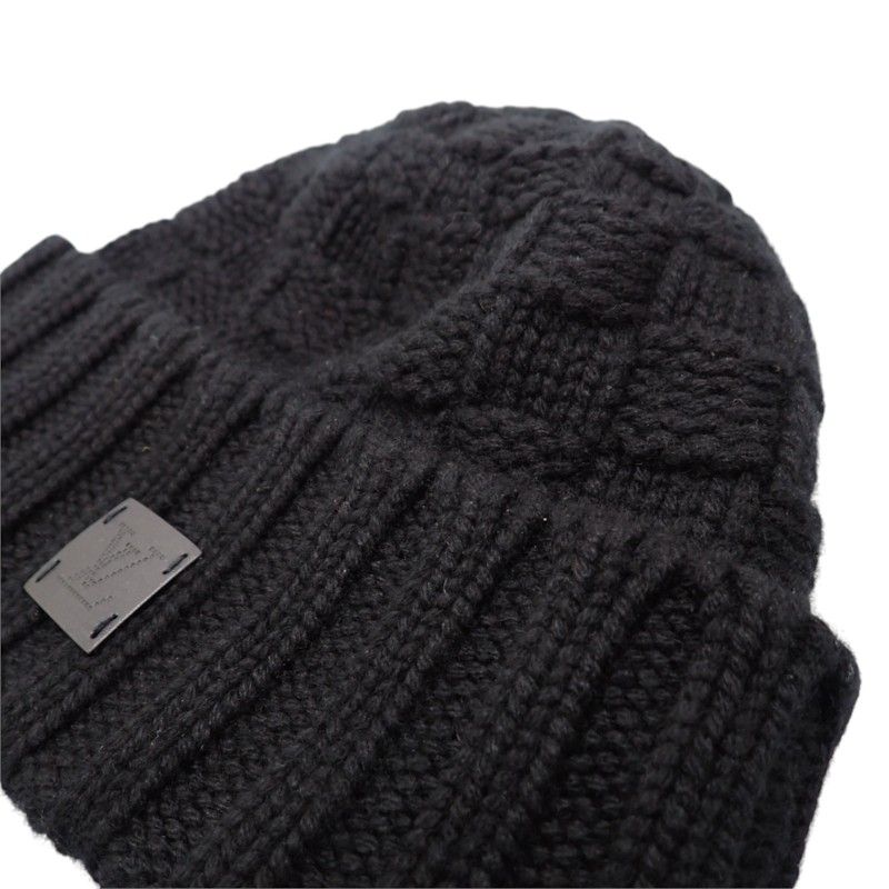Louis Vuitton Bonnet Helsin Knit Cap Beanie Cashmere Black Hat — view 4