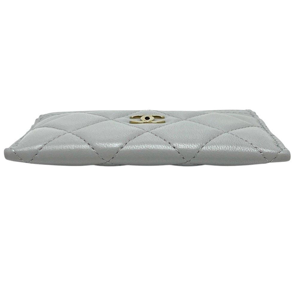 Chanel Card Case CC Logo Timeless Classic Quilted Lambskin Gray — view 5