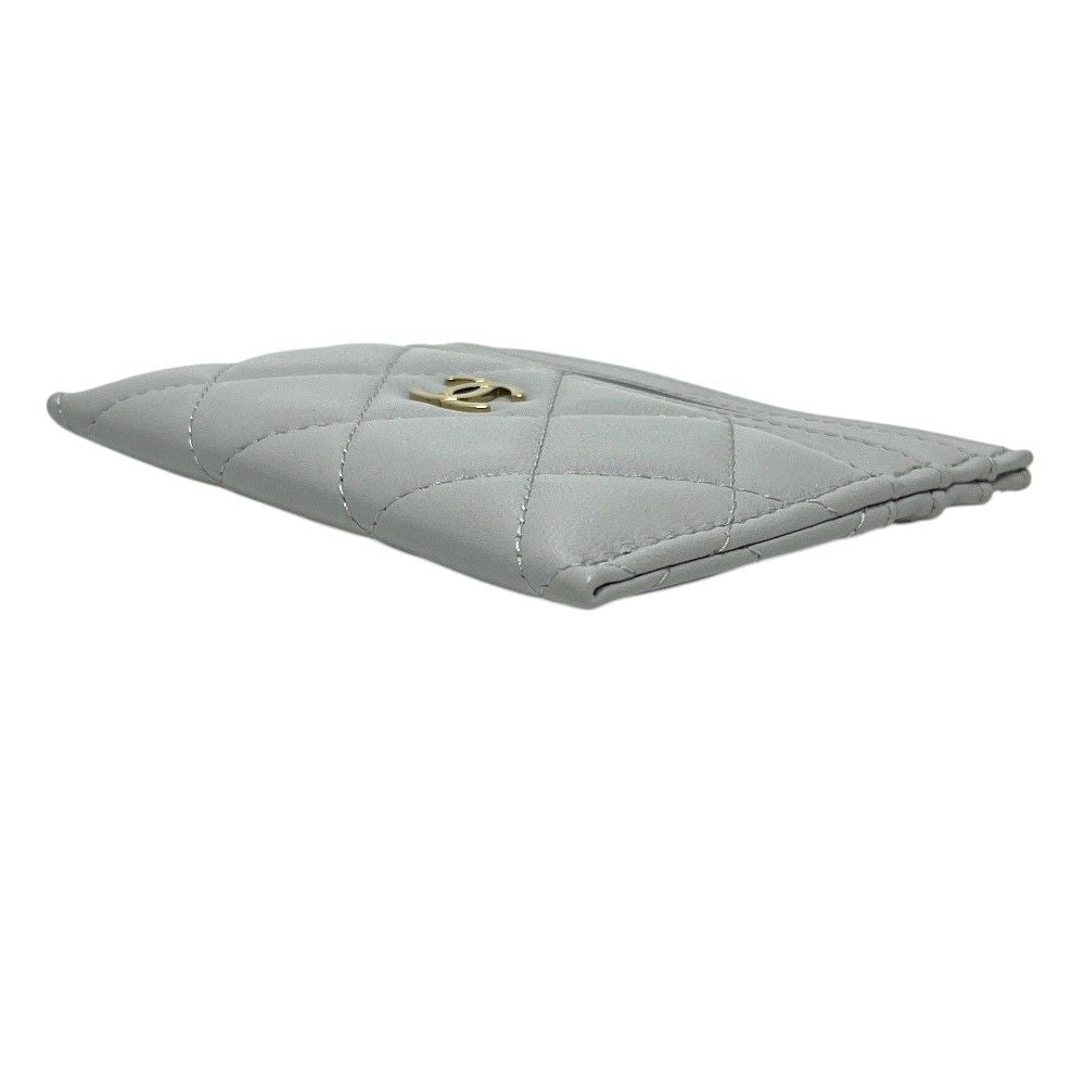 Chanel Card Case CC Logo Timeless Classic Quilted Lambskin Gray — view 4