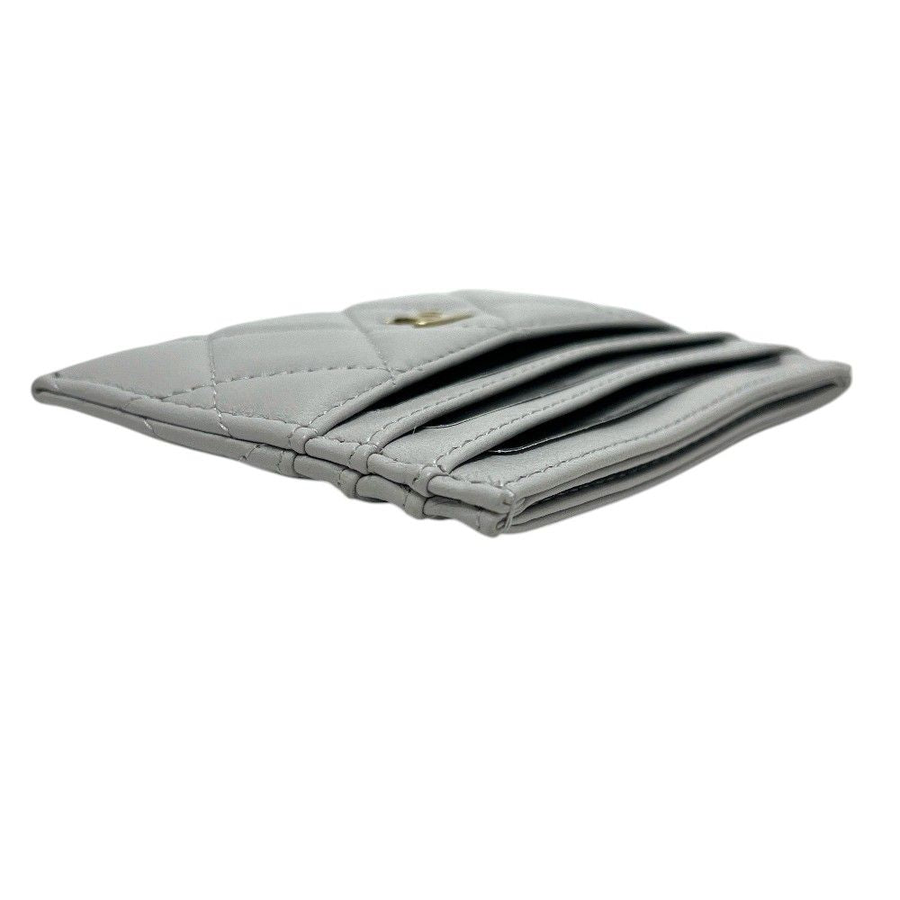 Chanel Card Case CC Logo Timeless Classic Quilted Lambskin Gray — view 7