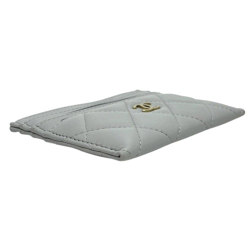 Chanel Card Case CC Logo Timeless Classic Quilted Lambskin Gray — view 3