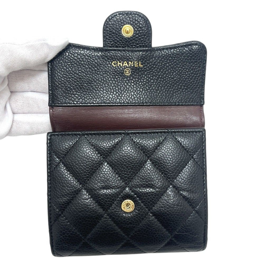 Chanel Trifold Wallet CC Logo Quilted Caviar Leather Black — view 6