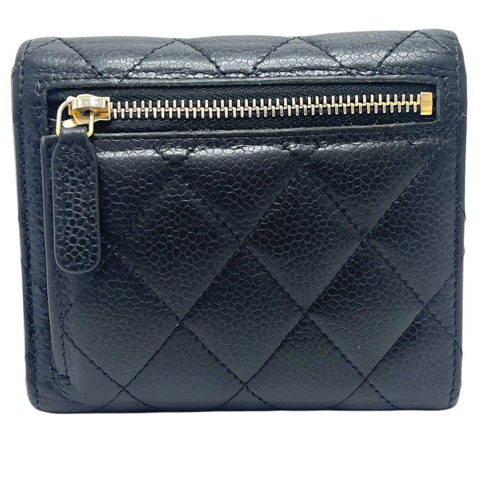 Chanel Trifold Wallet CC Logo Quilted Caviar Leather Black — view 2