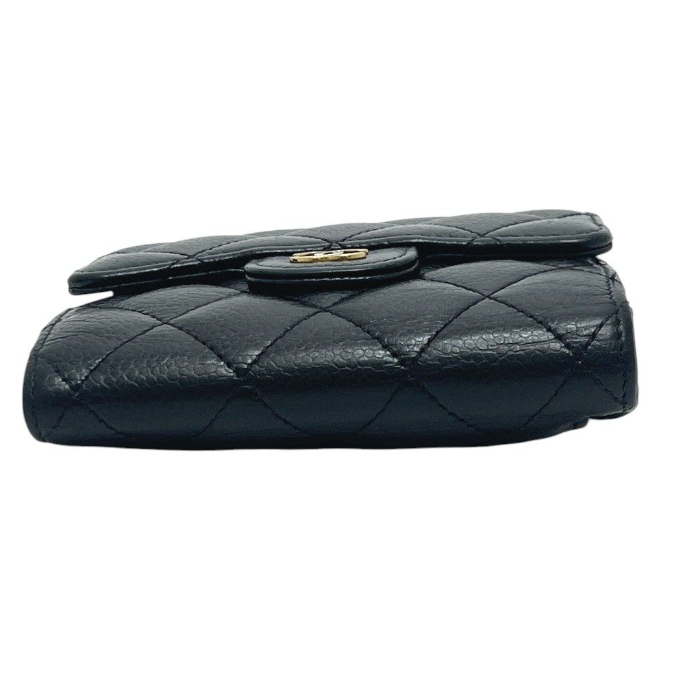 Chanel Trifold Wallet CC Logo Quilted Caviar Leather Black — view 5