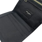 Saint Laurent Trifold Wallet Folding Palm Leaf Print Velcro Nylon Canvas Cream — view 7