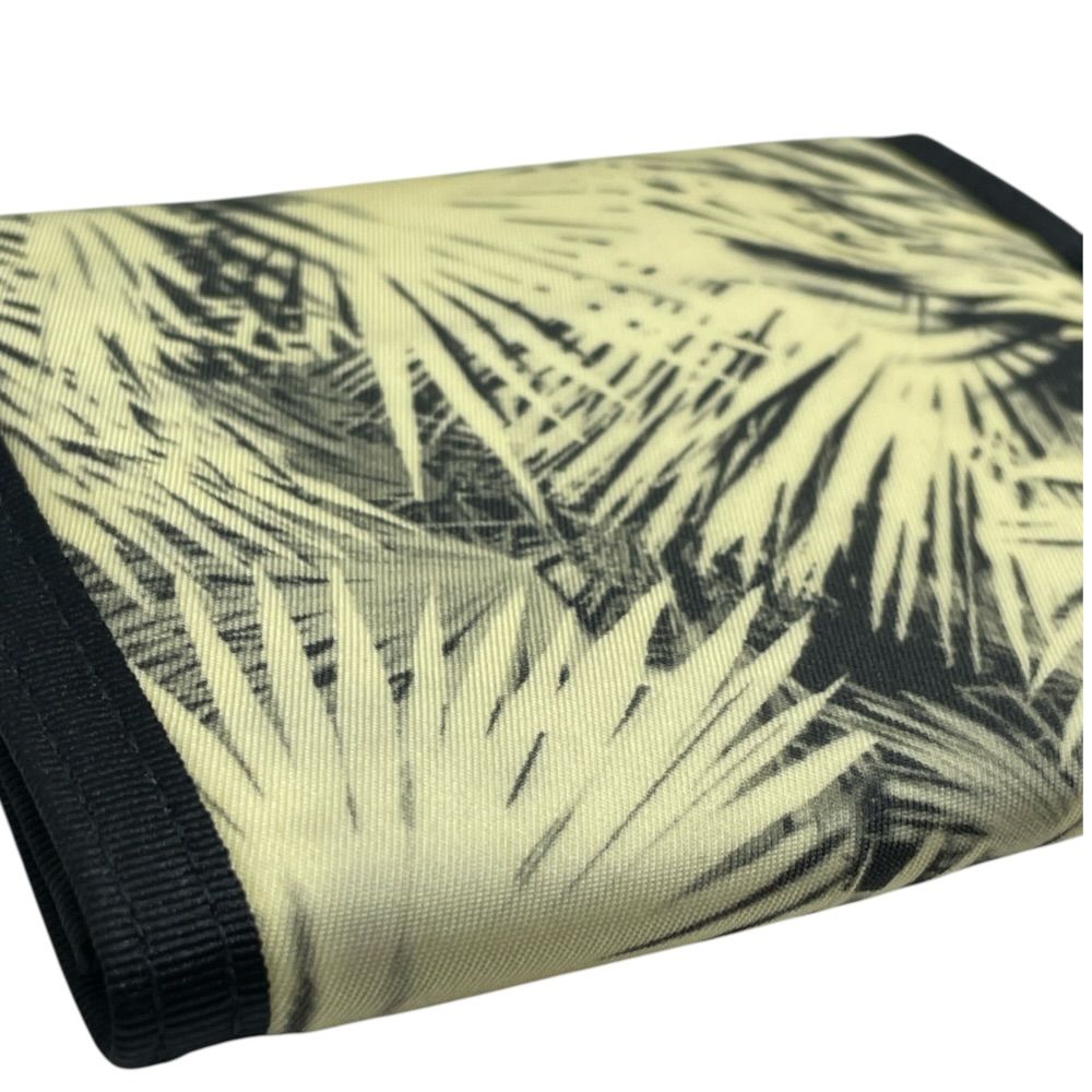Saint Laurent Trifold Wallet Folding Palm Leaf Print Velcro Nylon Canvas Cream — view 4