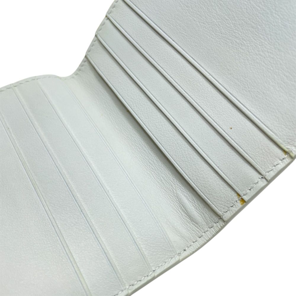 Bottega Veneta Twist Lock Trifold Wallet Compact Leather White Gold Business — view 7
