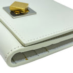 Bottega Veneta Twist Lock Trifold Wallet Compact Leather White Gold Business — view 3