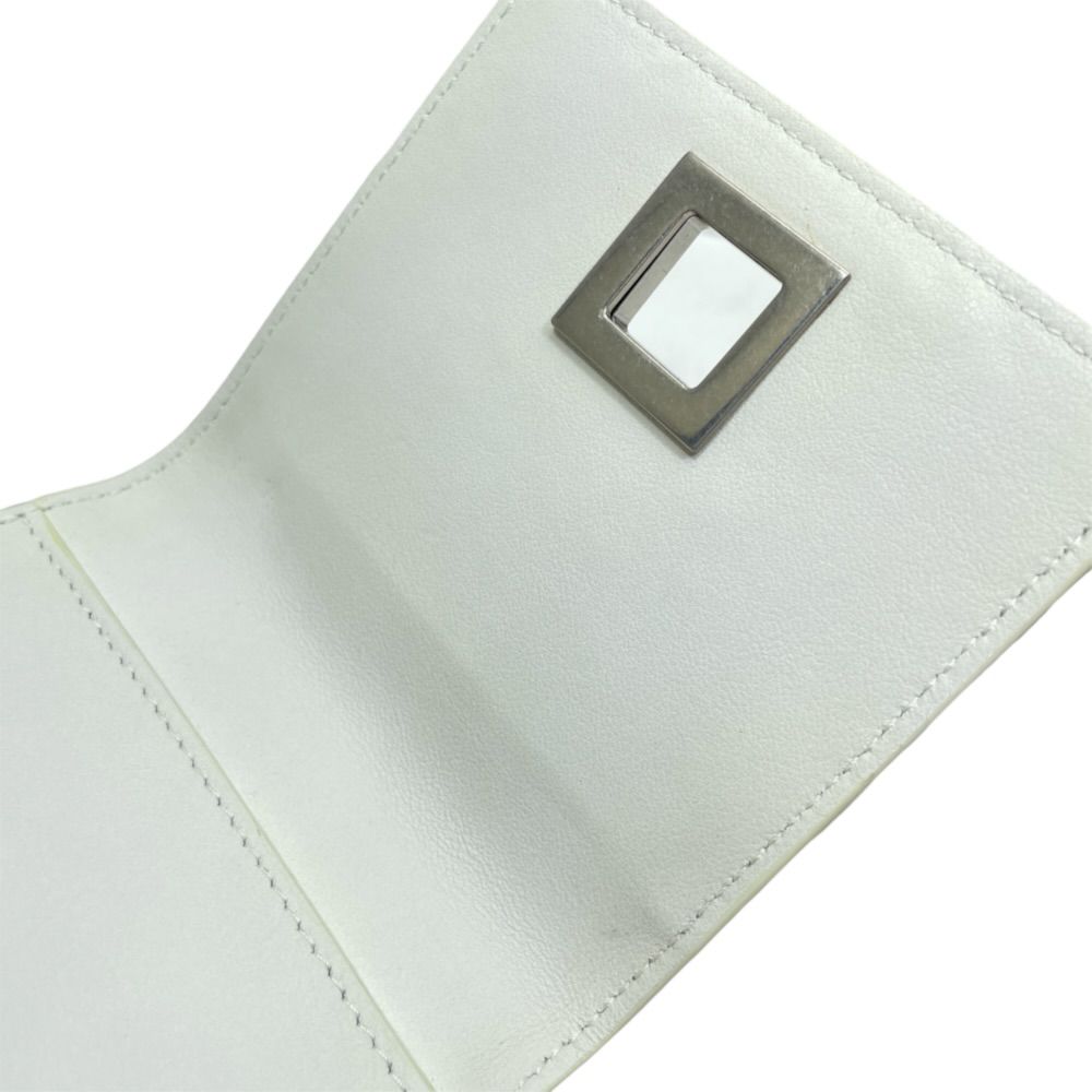 Bottega Veneta Twist Lock Trifold Wallet Compact Leather White Gold Business — view 6