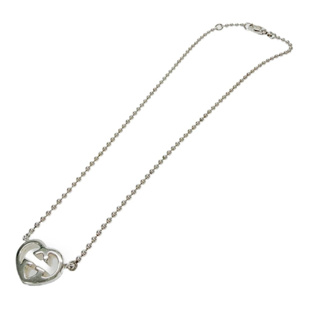Gucci Silver Interlocking G Heart Necklace — view 6