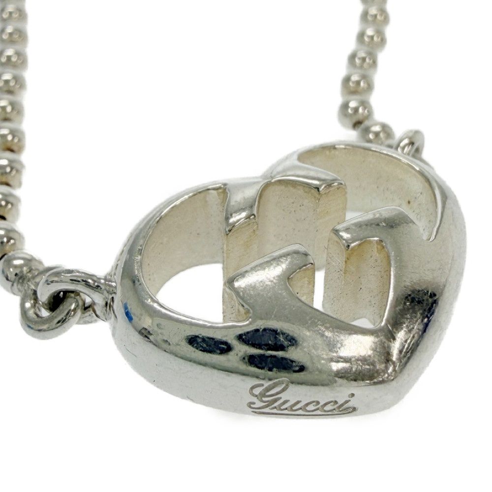 Gucci Silver Interlocking G Heart Necklace — view 2
