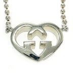 Gucci Silver Interlocking G Heart Necklace — view 4