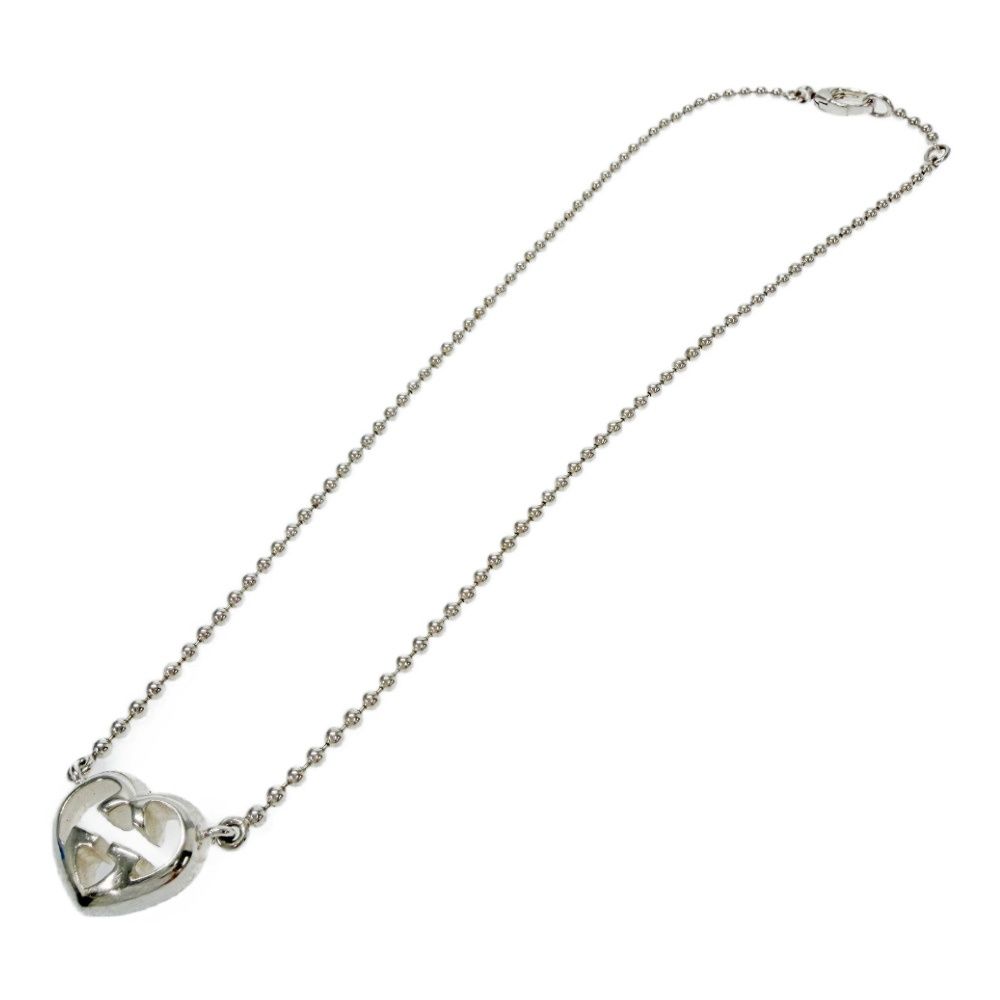 Gucci Silver Interlocking G Heart Necklace — view 5