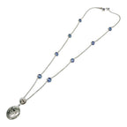 Gucci Silver Blue Line Dofour Love Cat Necklace 11.0