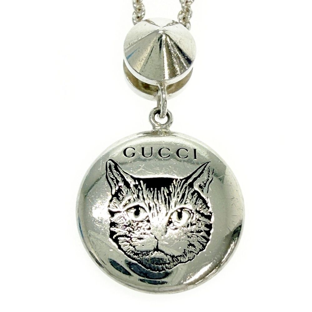 Gucci Silver Blue Line Dofour Love Cat Necklace 11.0 — view 2