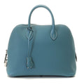 Hermes Bolide 1923 30 New Blue Jean Silver Handbag